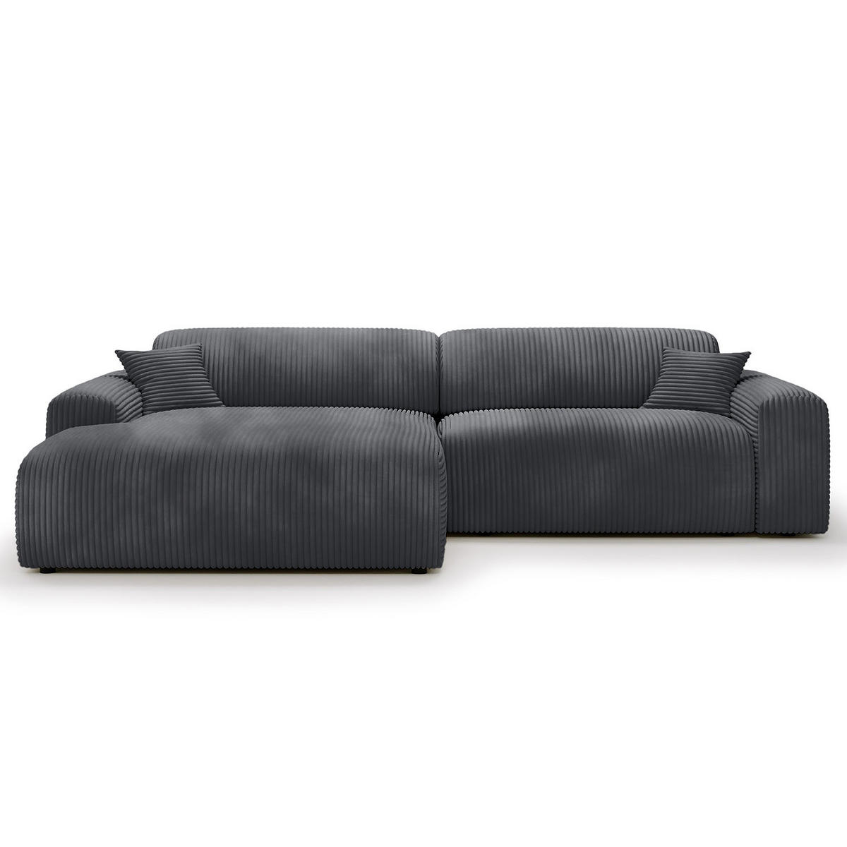 ECKSOFA mit Longchair - Cord - Blau/Schwarz, Kunststoff/Textil (284/178cm) - home24
