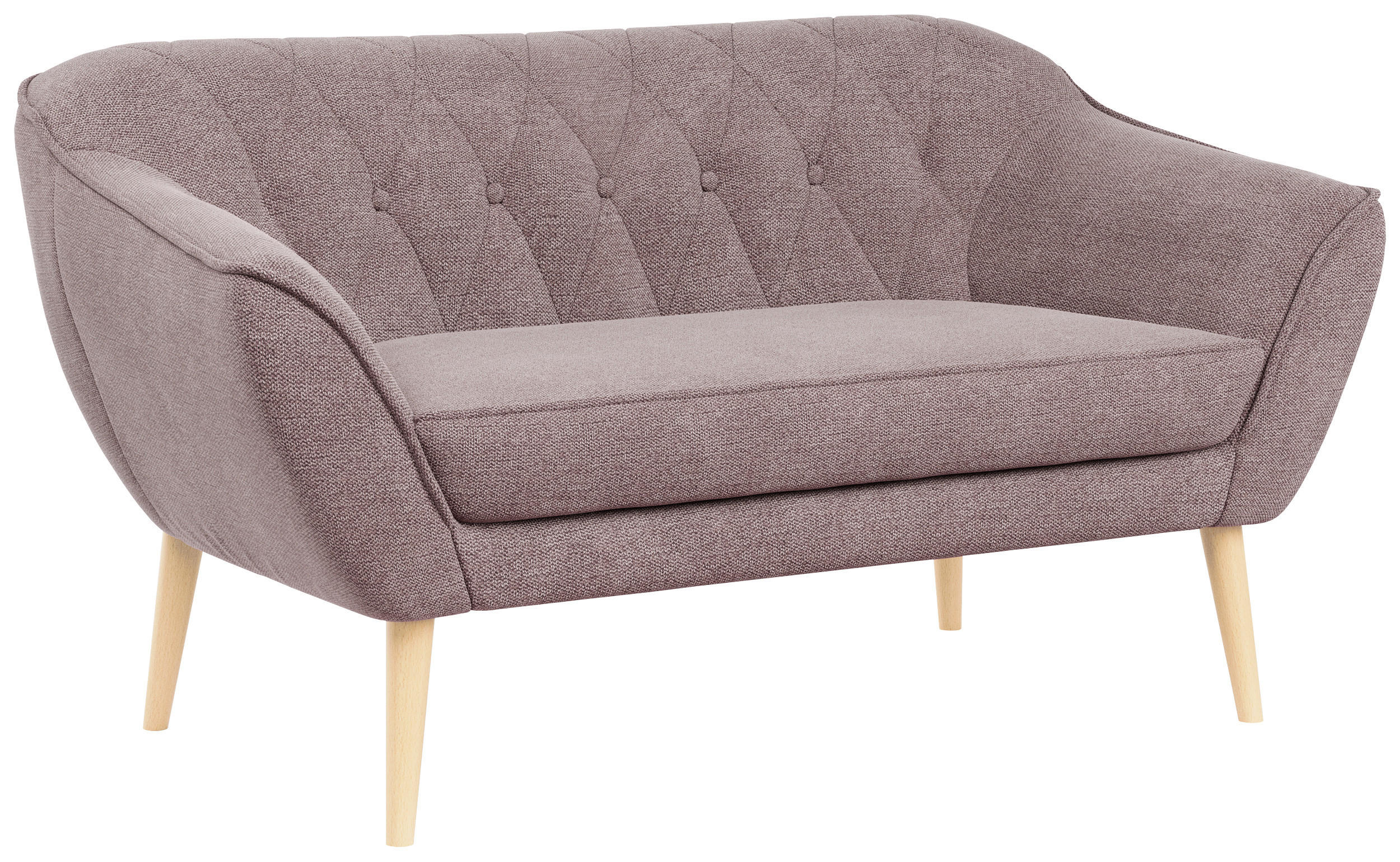 SOFA Pirs 2 Sitzer Strukture Rosa - Rosa/Braun, Holz/Textil (140/75/74cm) - MKS
