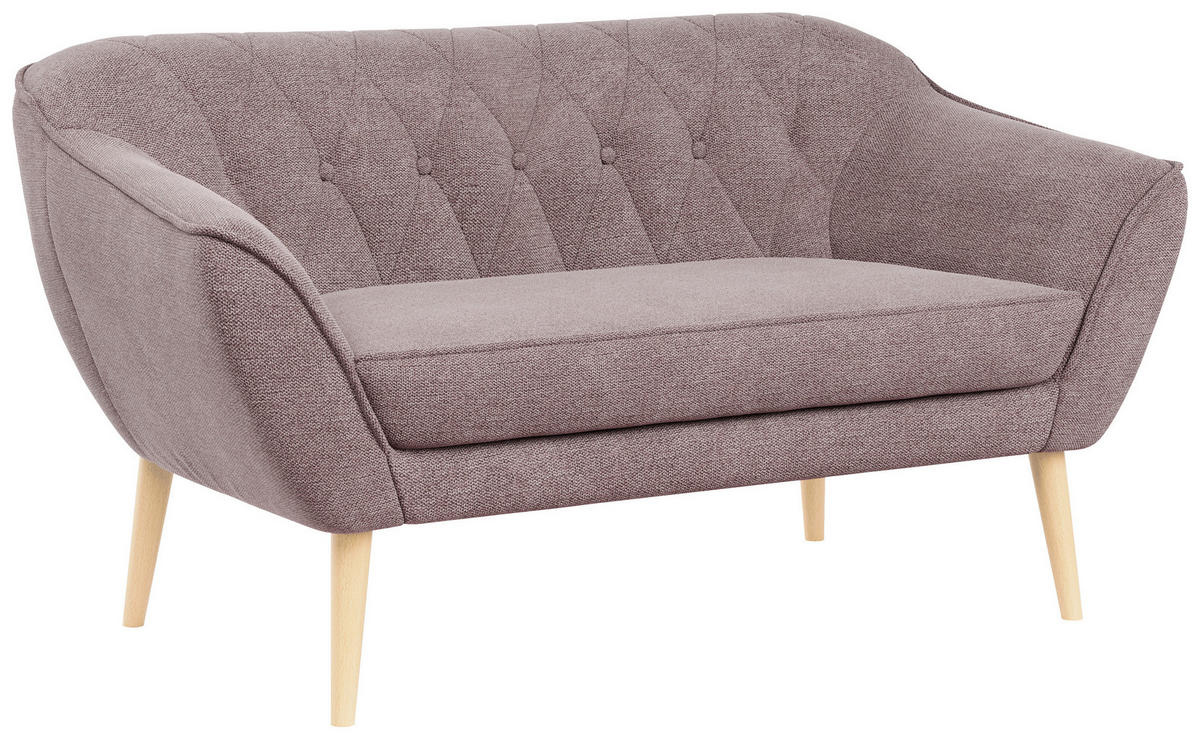 SOFA Pirs 2 Sitzer Strukture Rosa - Rosa/Braun, Holz/Textil (140/75/74cm) - MKS