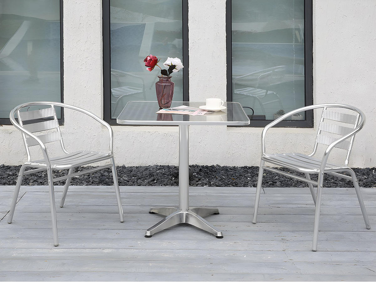 GARTENTISCH - 2 -Sitzer - Aluminium - silberfarben - MONTMARTRE - Silberfarben, Metall (70/70/70cm) - Vente-Unique
