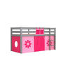 KINDERBETT Karolina 210x114x106 Massivholz Grau Textilset Flower - Pink/Grau, Holz (90/200cm) - 58aufmkessel