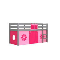 KINDERBETT Karolina 210x114x106 Massivholz Grau Textilset Flower - Pink/Grau, Holz (90/200cm) - 58aufmkessel