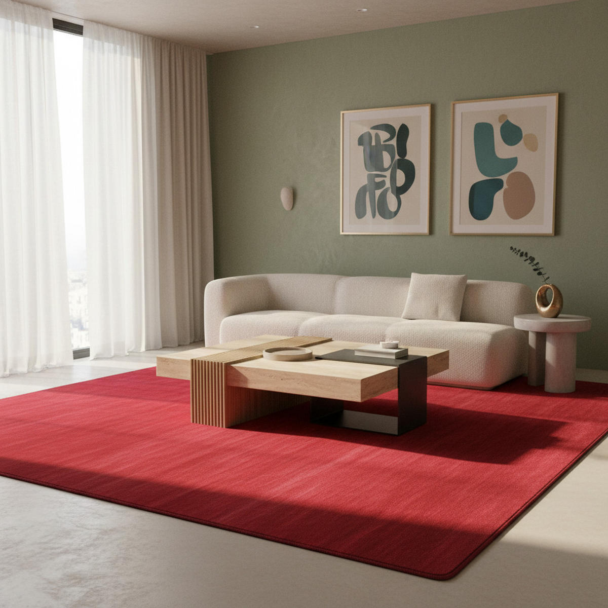 TEPPICH Kurzflor Uni-Farbe Microfaser Antirutsch Wohnzimmer waschbar Rot Läufer 60x110 - Rot, Textil (60/110cm) - KADIMA DESIGN