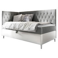 BOXBETT Filip Junior 3, Seite zum Öffnen des Bettkastens: Links - Weiß/Grau, Holz (80/200cm) - MIRJAN24
