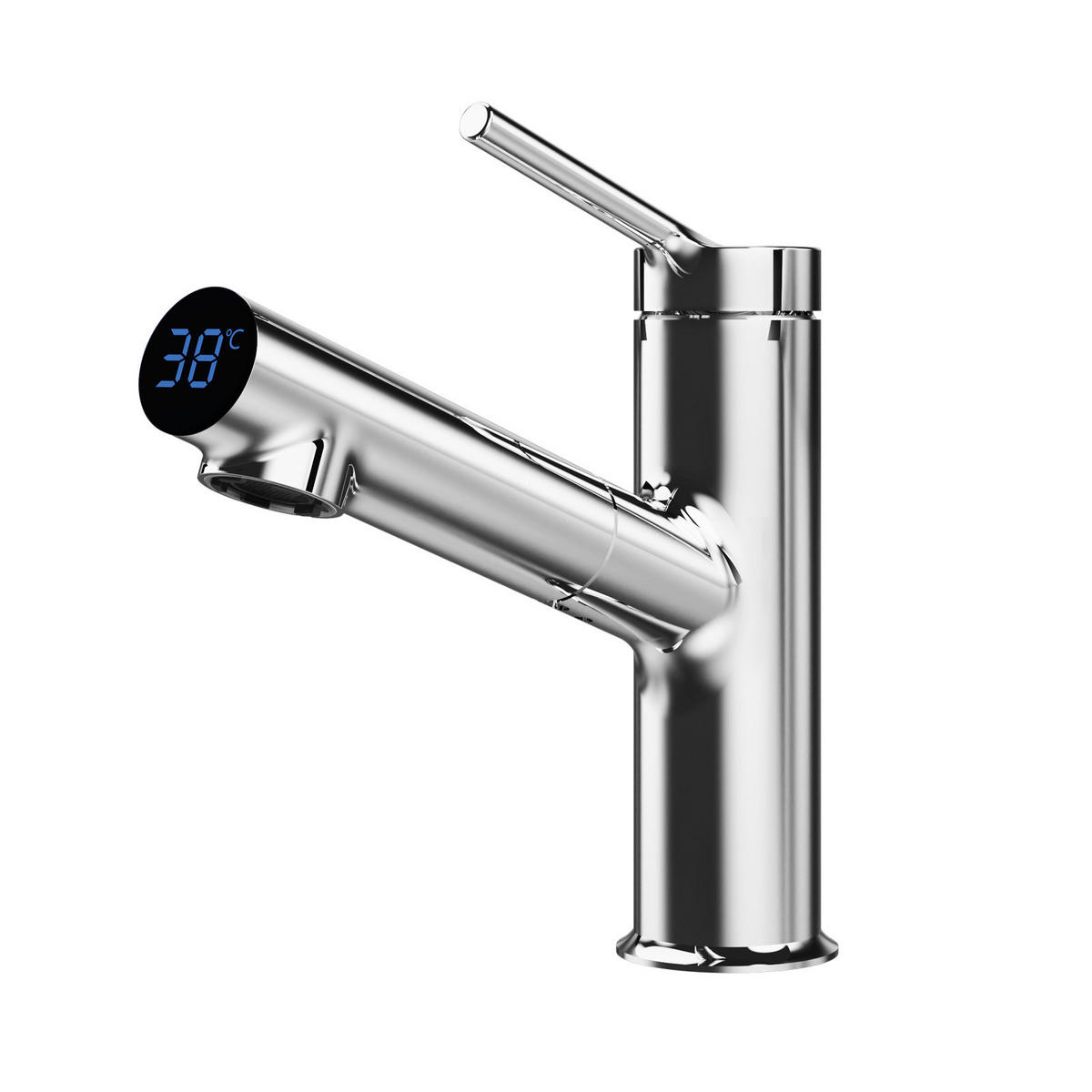 KÜCHENARMATUR Edelstahl mit LED-Temperaturanzeige 19,8/19,1/5,1 cm - Chromfarben, Metall (19.1/5.1/19.1cm) - EMKE