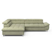 ECKSOFA mit Schlaffunktion und verstellbare Kopflehnen - Silberfarben/Grün, Textil/Metall (312/234cm) - Cotta