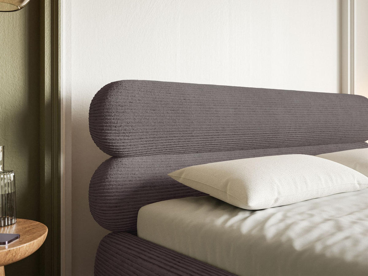 POLSTERBETT Roule Cord Braun 140x200 cm - Schwarz/Braun, Textil/Metall (140/200cm) - Selsey