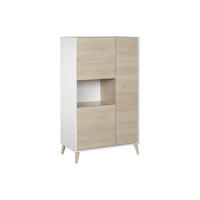 HIGHBOARD mit 3 Türen & 1 Ablage - Eichefarben & Weiß - KOLYMA - Naturfarben, Holz (81/135/43cm) - Vente-Unique