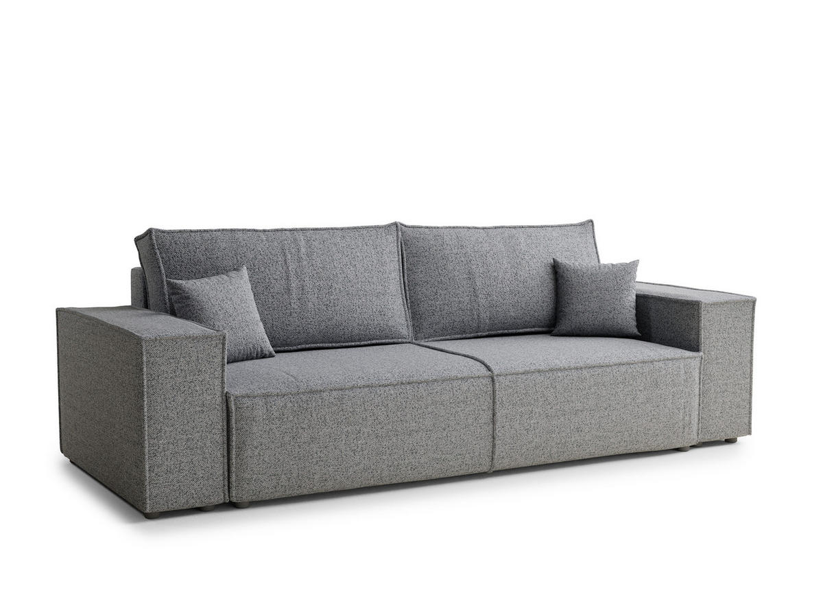 SOFA MIT SCHLAFFUNKTION Milos Grau Webstoff - Schwarz/Grau, Holz/Holzwerkstoff (255/70/105cm) - Maison de Reve