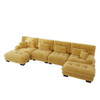 WOHNLANDSCHAFT DE-34065 U-förmig Gelb - Gelb, Holz (145/81/406cm) - ComfortXL