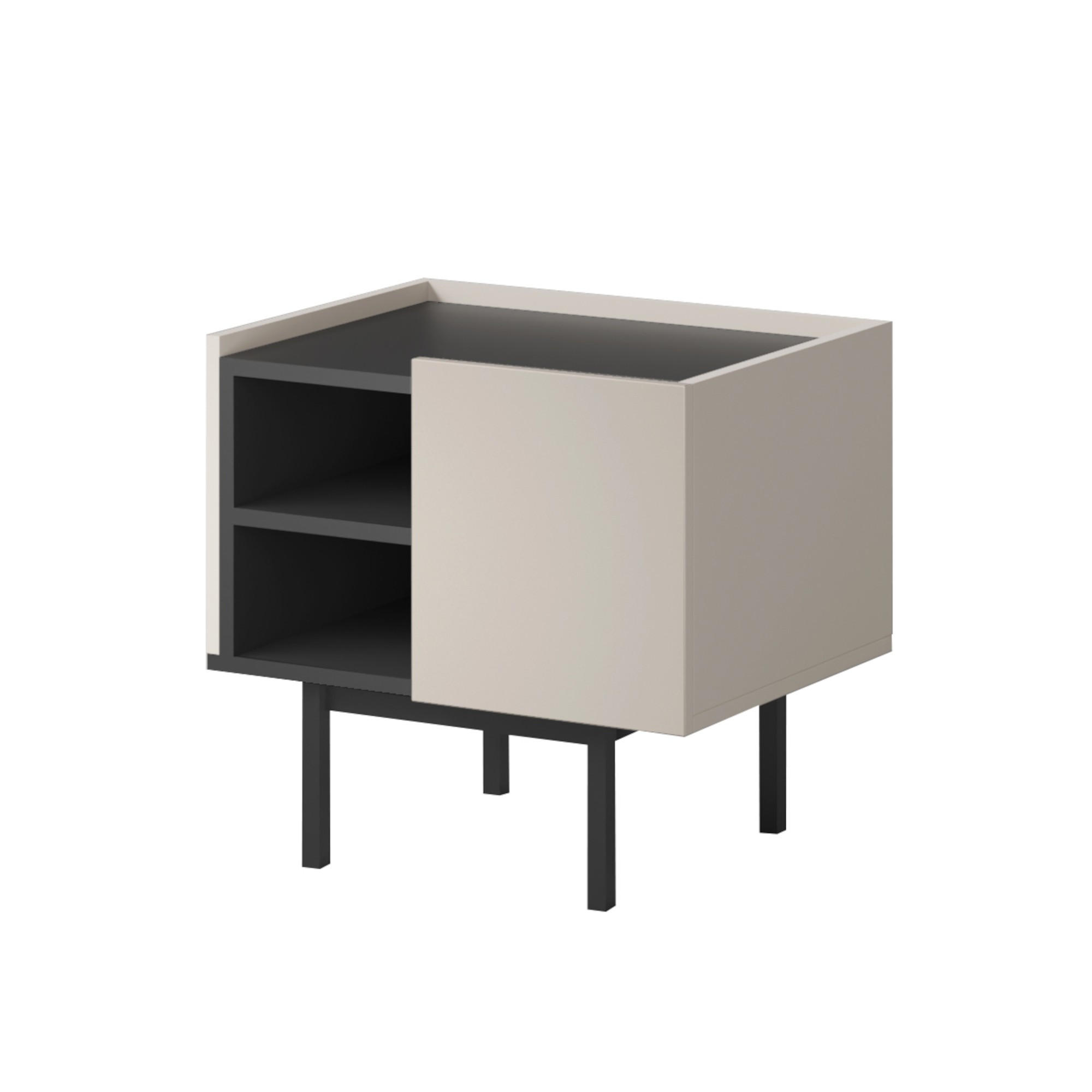 RECHTS Nachttisch auf Beinen Noel 50 Kaschmir/Schwarz - Kaschmir/Schwarz, Holzwerkstoff/Metall (53/50/42cm) - mzm24