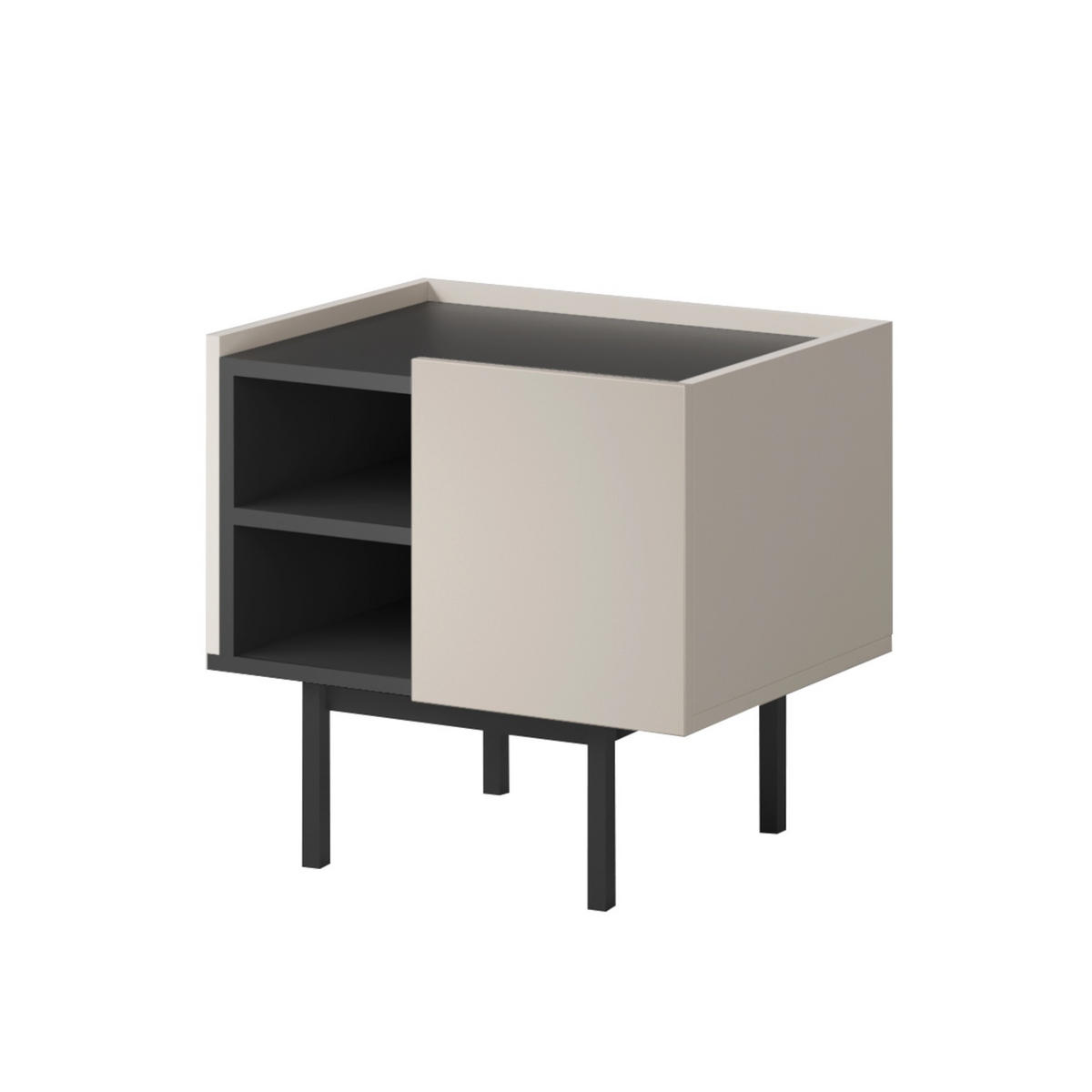 RECHTS Nachttisch auf Beinen Noel 50 Kaschmir/Schwarz - Kaschmir/Schwarz, Holzwerkstoff/Metall (53/50/42cm) - mzm24