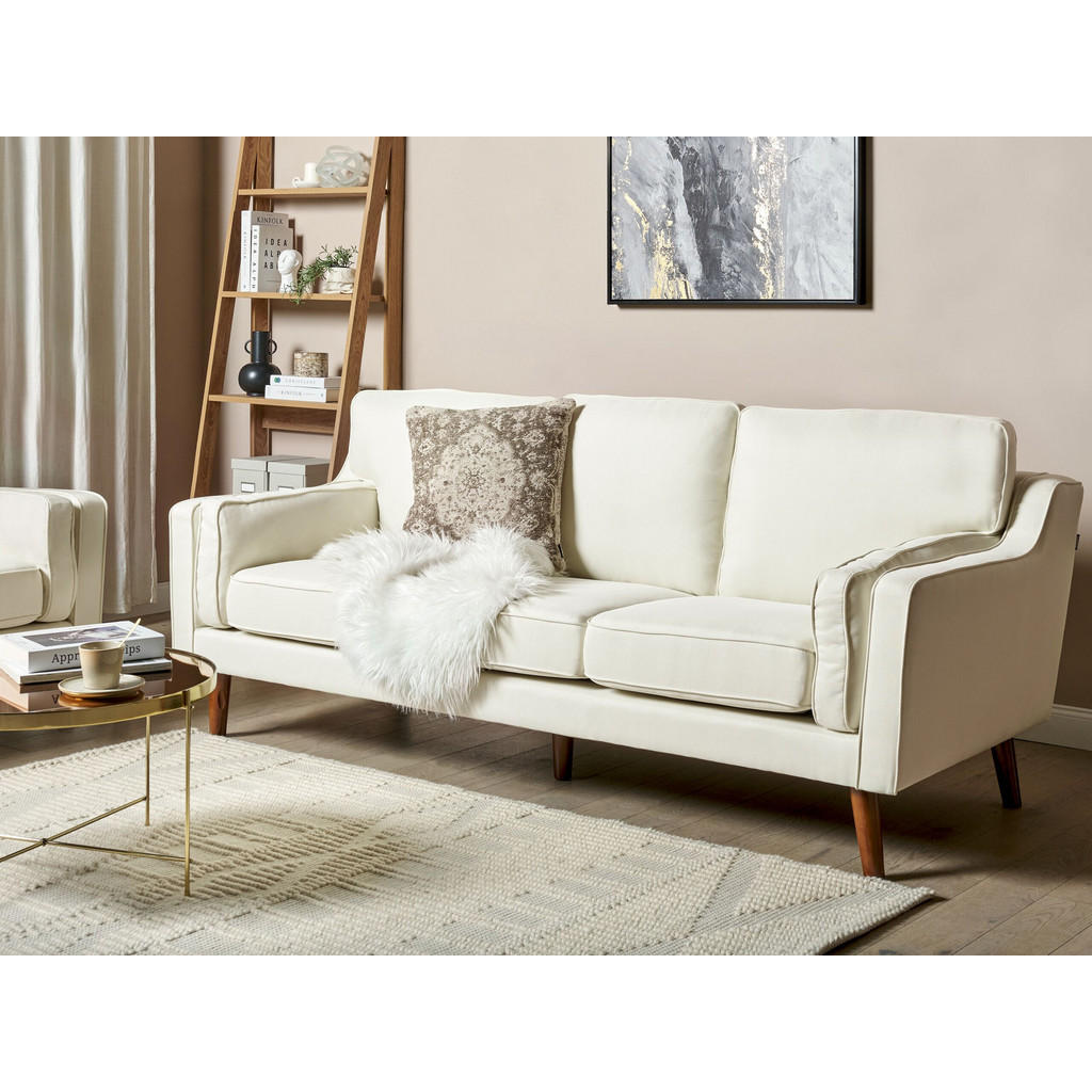 Thumbnail - Beliani 3-Sitzer-Sofa, Hellbraun, Weiß, Textil, 204x85x83 cm, Wohnzimmer, Sofas & Couches, Sofas, 3-Sitzer Sofas