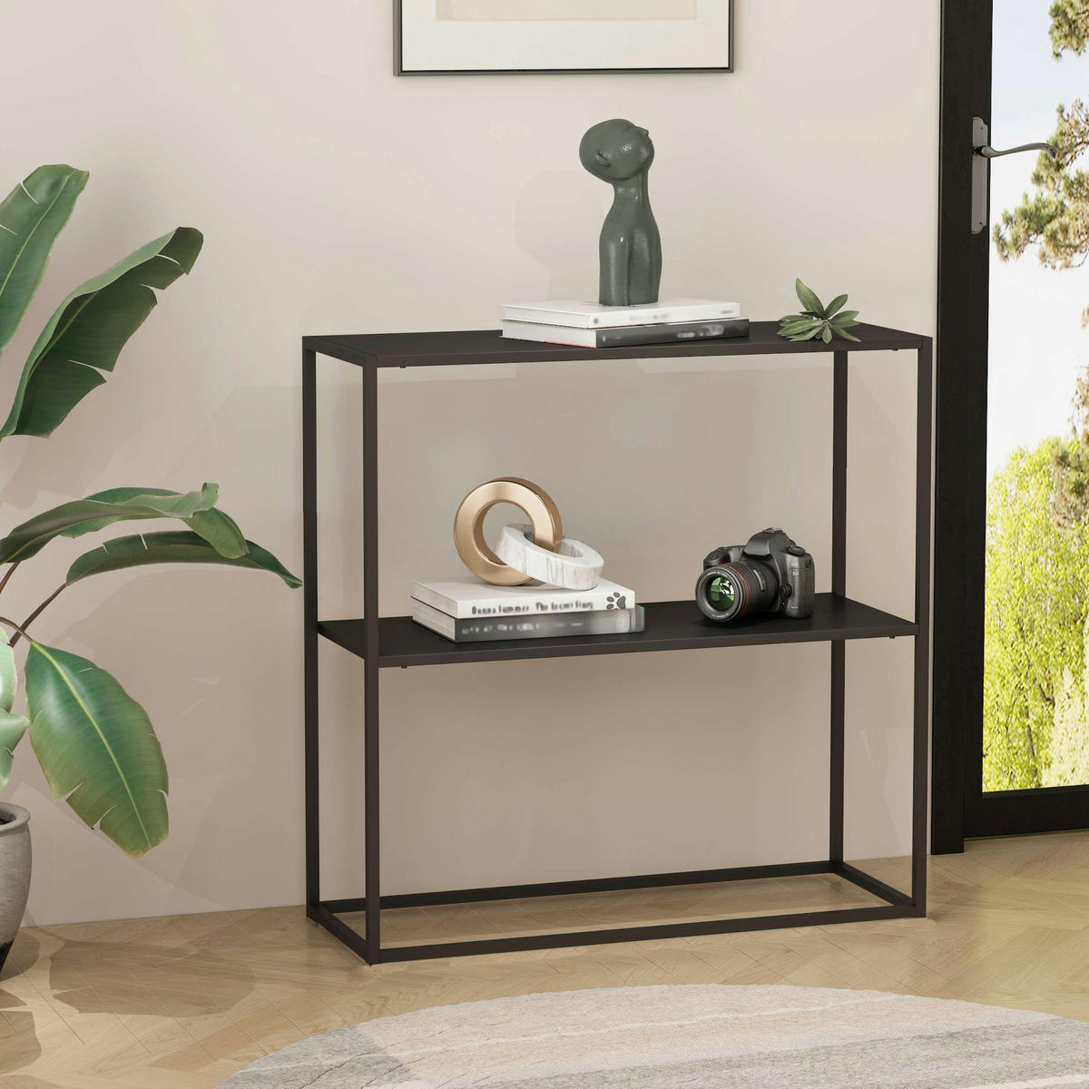 KONSOLENTISCH Strömstad - Schwarz, Metall (26/80/80cm) - [en.casa]