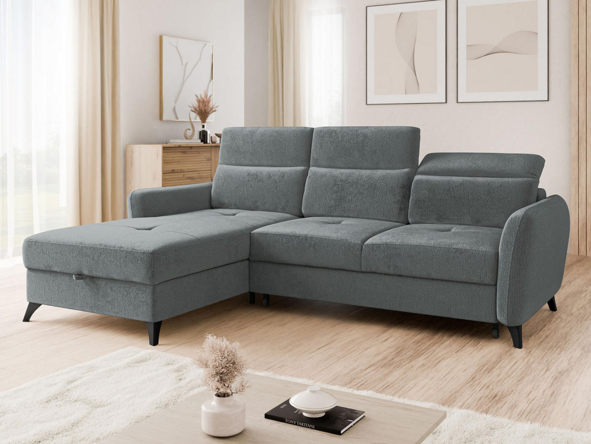 ECKSOFA Talia, Seite: Links LC-2R - Schwarz/Graphitfarben, Holz/Kunststoff (238/167cm) - MIRJAN24