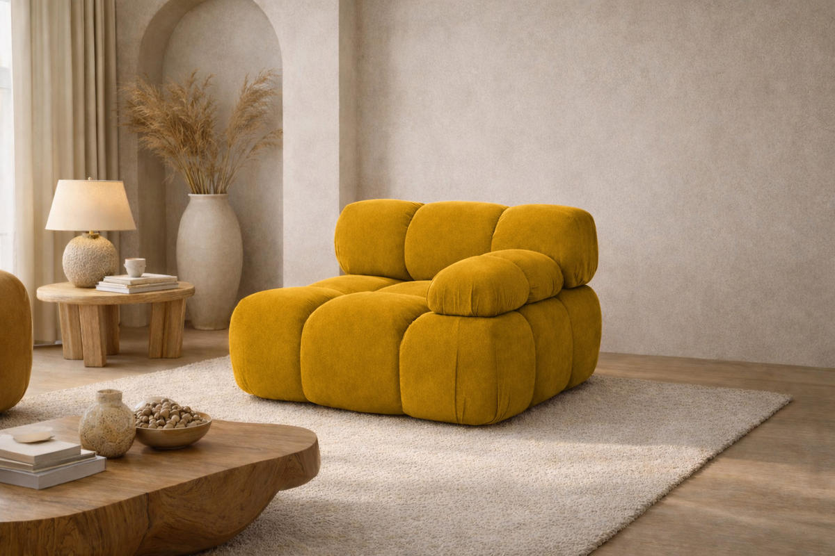 MODUL Seitlich, Für Modulares System, Stoff Salvador, Gelb, Rechts, Selia - Gelb, Holz (95/70/95cm) - Kaiser Möbel