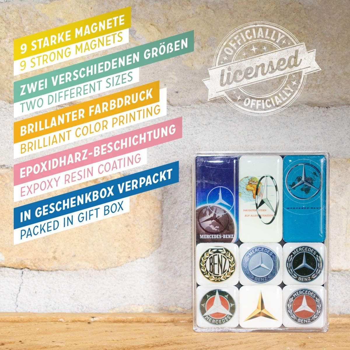 MAGNETSET 9-teilig Mercedes-Benz Logo Evolution - Multicolor, Metall (7/9/2cm) - Nostalgic-Art