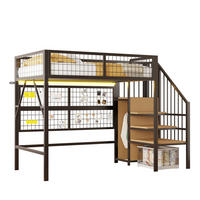 HOCHBETT 90/200 cm Schwarz Metall mit LED-Beleuchtung und Stauraumtreppe - Schwarz, Metall (90/200cm) - OKWISH