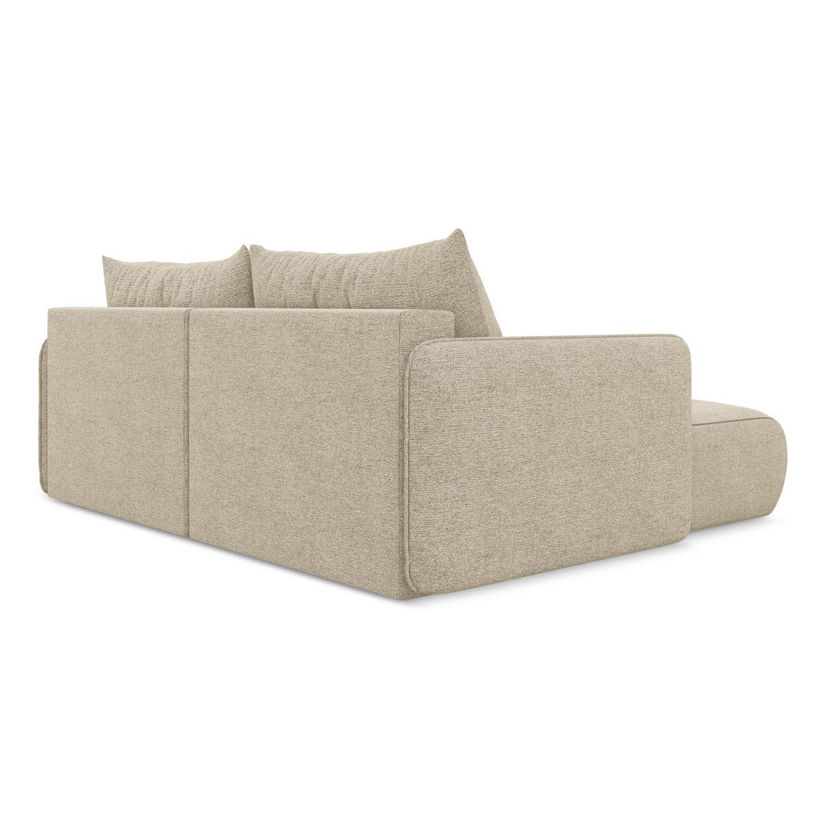 ECKSOFA mit Schlaffunktion Chenille Stoff Beige - Beige/Schwarz, Kunststoff/Textil (148/207cm) - Makamii