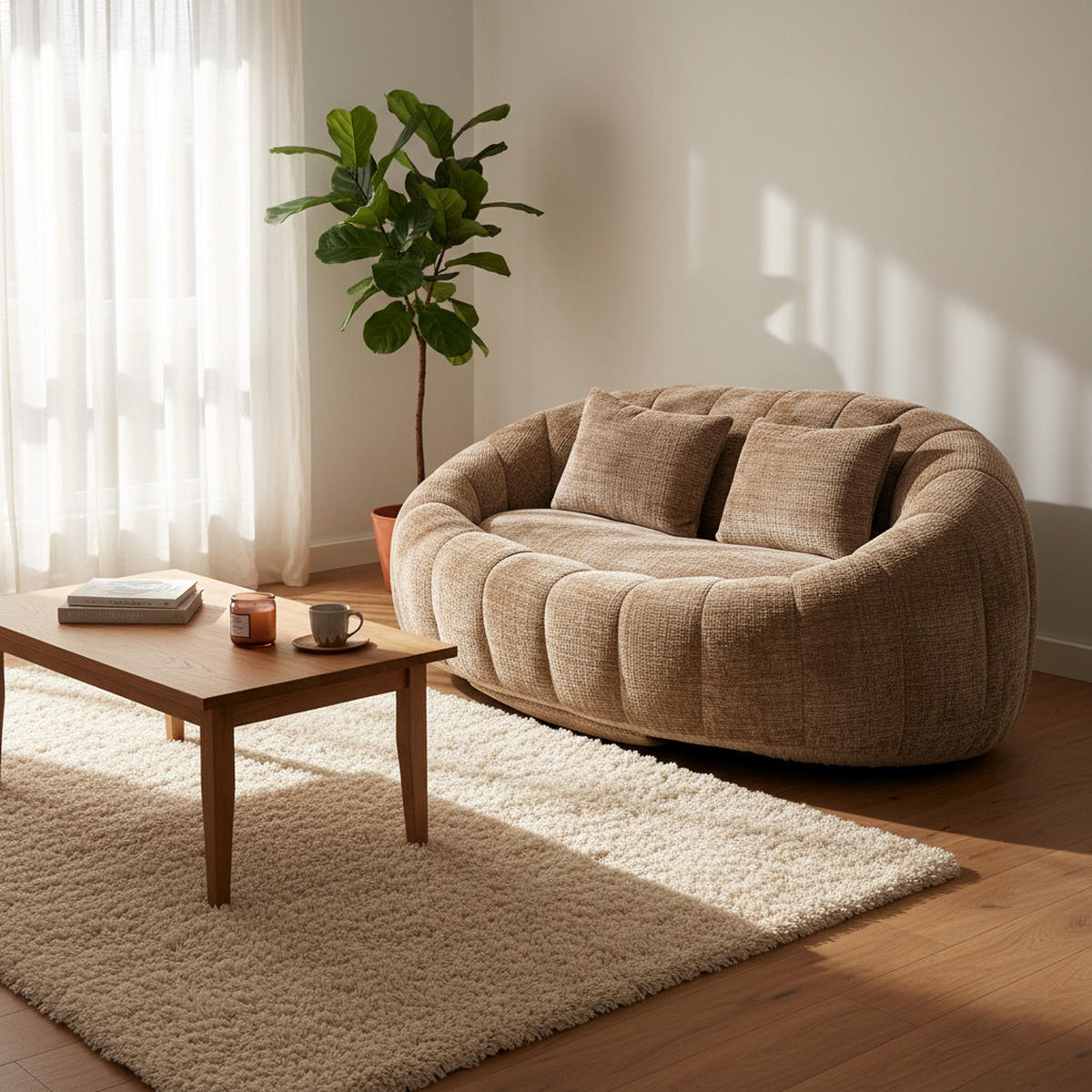 BEAN BAG SOFA – Komfortabler Lazy Lounger mit hochdichtem Memory - Braun, Textil (150/63/95cm) - Urban Meuble