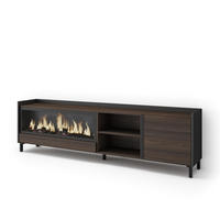 LOWBOARD, Eiche und Schwarz, 212/35/61cm, Kamin mit Feuereffekt XXL - Dunkelbraun, Holzwerkstoff (212/61/35cm) - Skraut Home