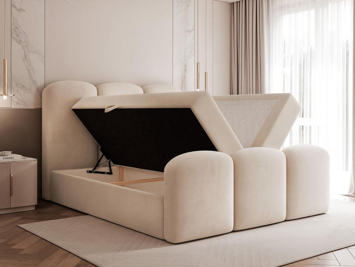 BOXBETT 140x200 VELIA Beige - Beige, Holzwerkstoff/Textil (140/200cm) - Compleo24