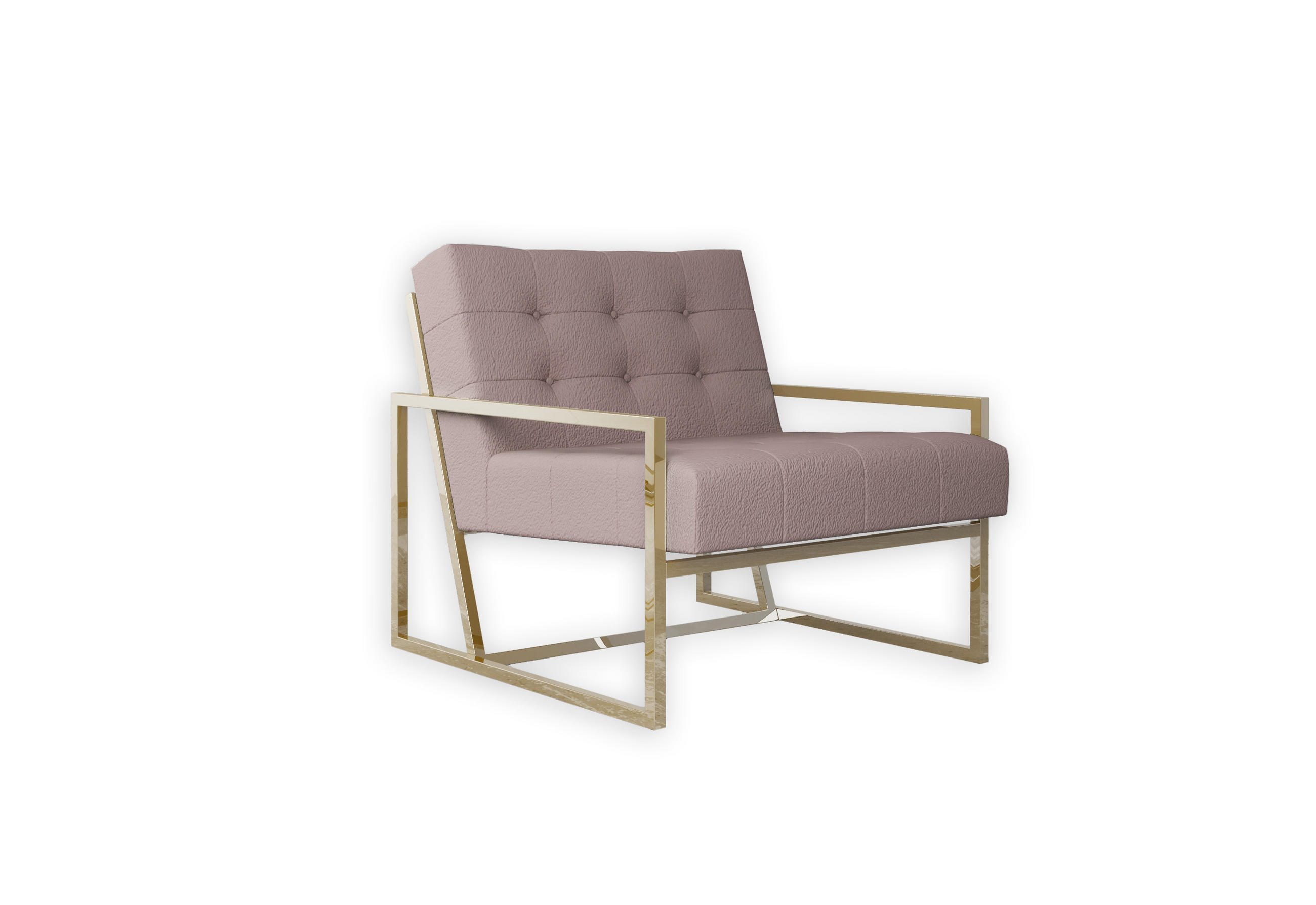 LOUNGESESSEL Duban Rosa Bouclé-Stoff - Pink/Goldfarben, Holz/Textil (84/81/89cm) - S-Style Möbel