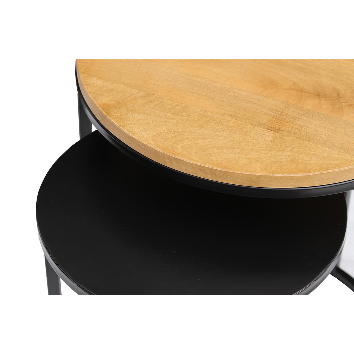 BEISTELLTISCH Massives Mangoholz Schwarzes Metall TAHL - Naturfarben, Holz (45/45/55cm) - Miliboo