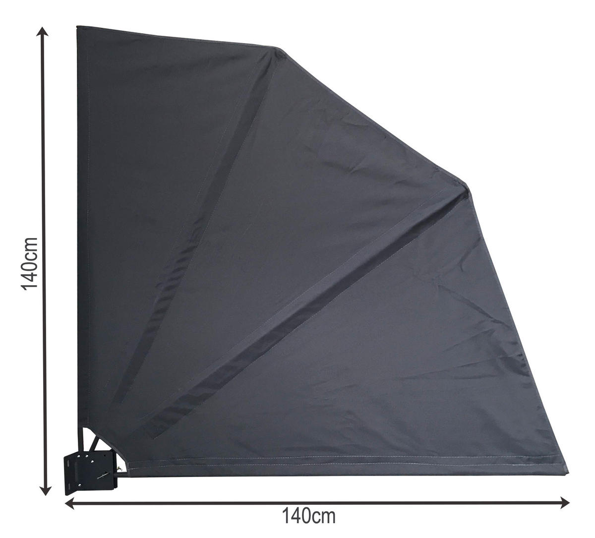 SICHTSCHUTZFÄCHER 140x140 cm Grau mit Easy Mount Wandplatte - Grau, Metall (2/140cm) - QUICK STAR