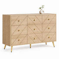 KOMMODE aus Spanplatte 120x39x80 cm Natur mit 9 Schubladen und Eisenbeinen - Naturfarben, Holzwerkstoff (39/80/120cm) - IVMEU