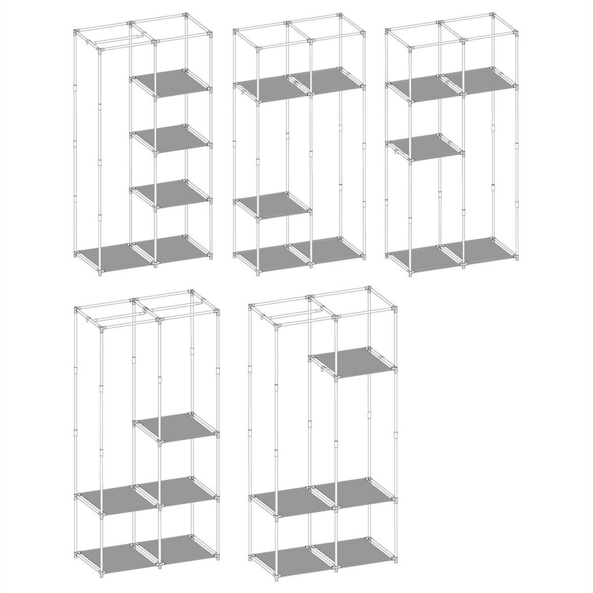 STOFFSCHRANK ADAM - Anthrazit, Textil (89/169/46cm) - IDIMEX