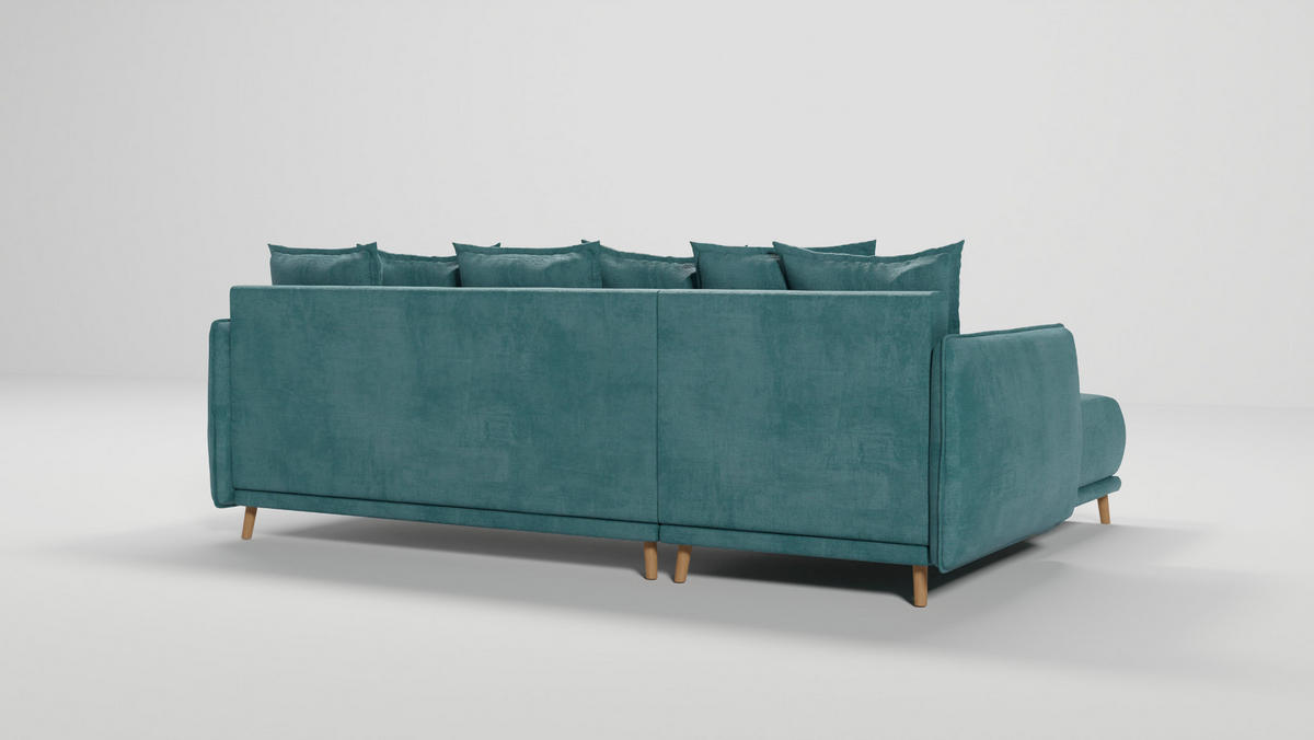 ECKSOFA Chroma Türkis Luxusmicrofaser - Türkis/Braun, Holz/Textil (238/170cm) - S-Style Möbel