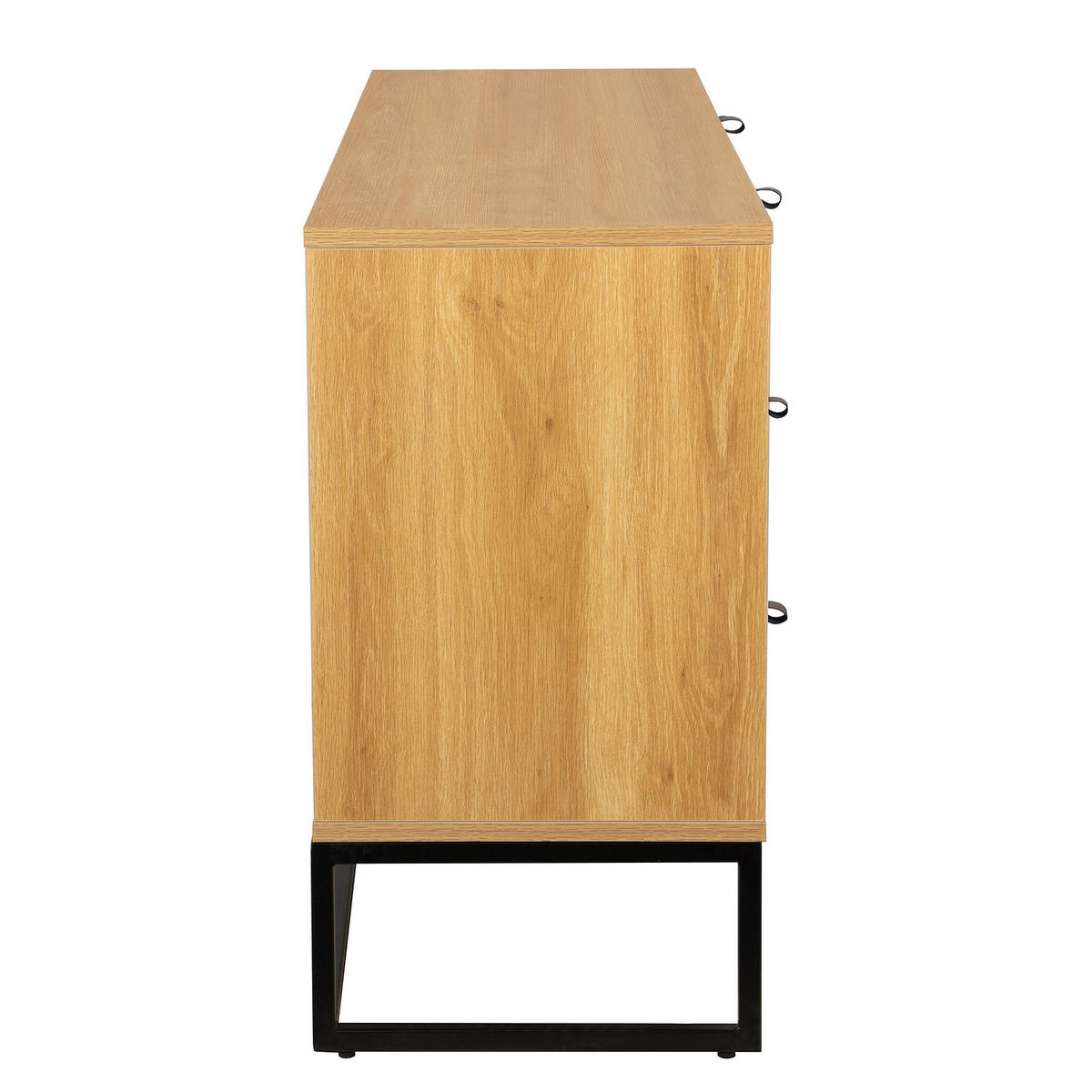 KOMMODE mit Schubladen - 120 cm - Eichefarben/Schwarz, Holzwerkstoff/Kunststoff (120/80/40cm) - home24