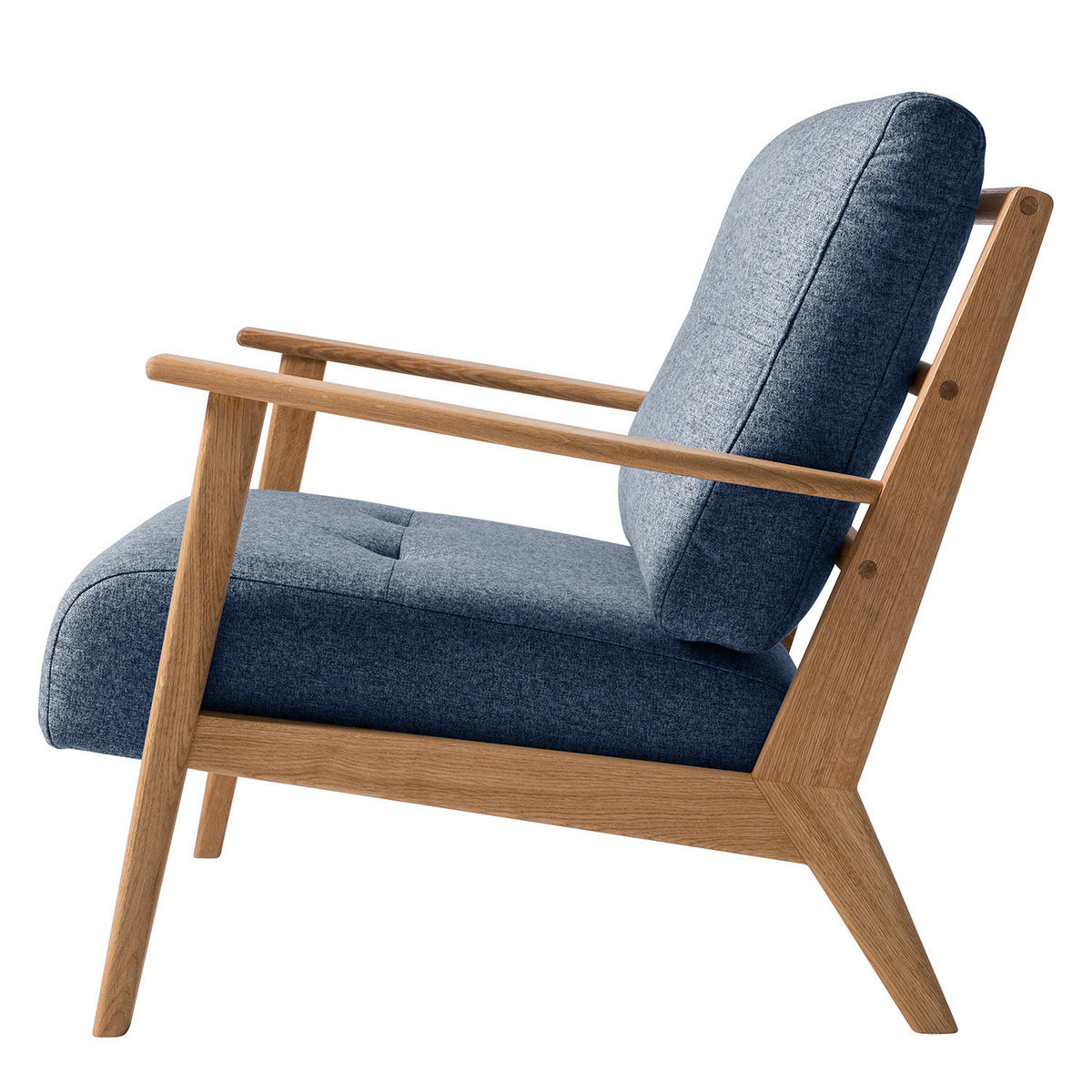 SESSEL - Blau/Braun, Eichenholz/Holz (83/80/75cm) - home24