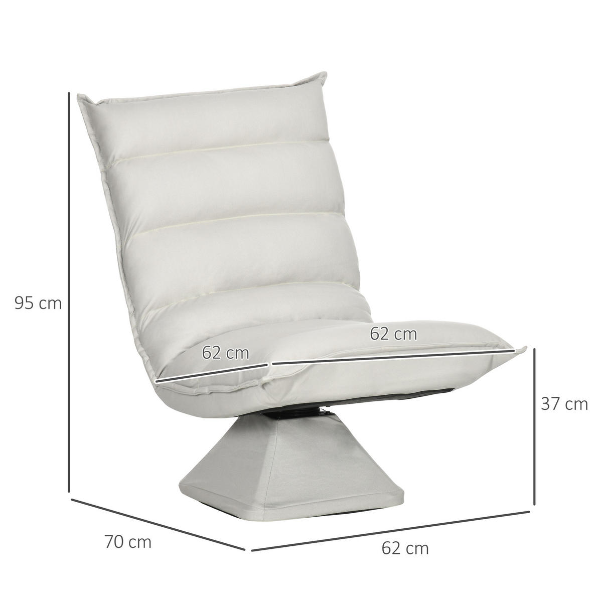 BODENSOFA Bodenstuhl mit Verstellbarer Lehne, Drehbarer Meditationsstuhl Grau - Hellgrau, Metall (70/95/62cm) - HOMCOM