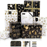 GESCHENKPAPIER Set Weihnachten 6 Blatt Gold Schwarz 70x50cm - Multicolor, Papier (50/1/70cm)