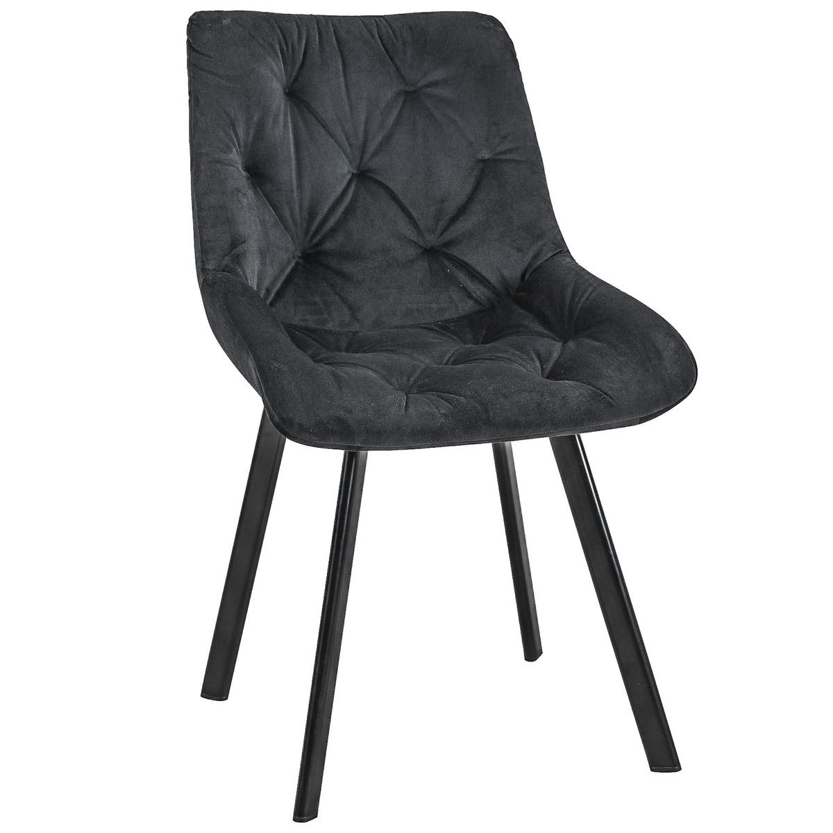 STUHL 2er-Set Schwarz - Schwarz, Textil/Metall (50/90/43cm) - Akord