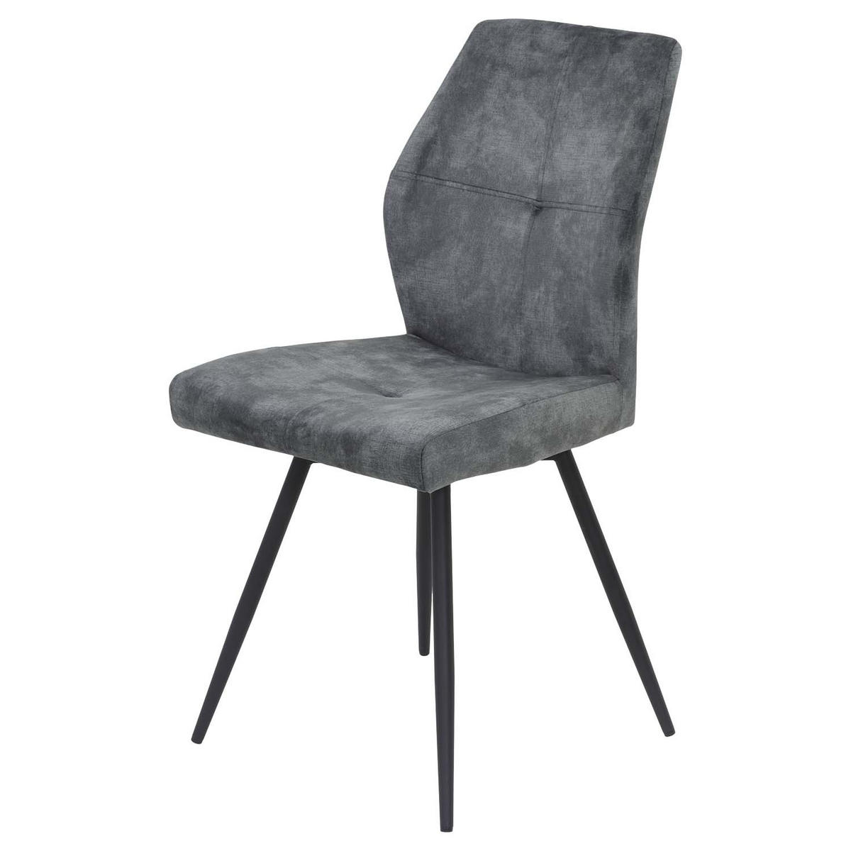 ESSGRUPPE Neelia, 5 tlg. - Tisch Betonoptik, 4 Stühle Anthrazit - Anthrazit/Schwarz, Holzwerkstoff/Textil (140/76/80cm) - Möbel Stellbrink