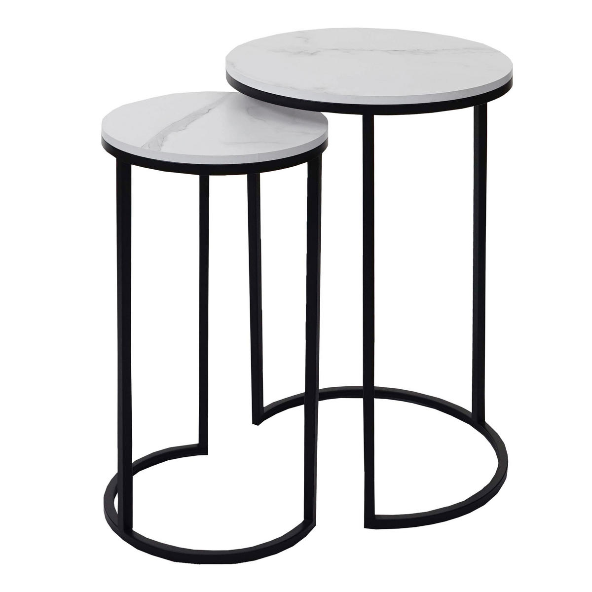 BEISTELLTISCH rund Weiß, Schwarz 2er-Set - Schwarz/Weiß, Holzwerkstoff (40/40/64cm) - MCW