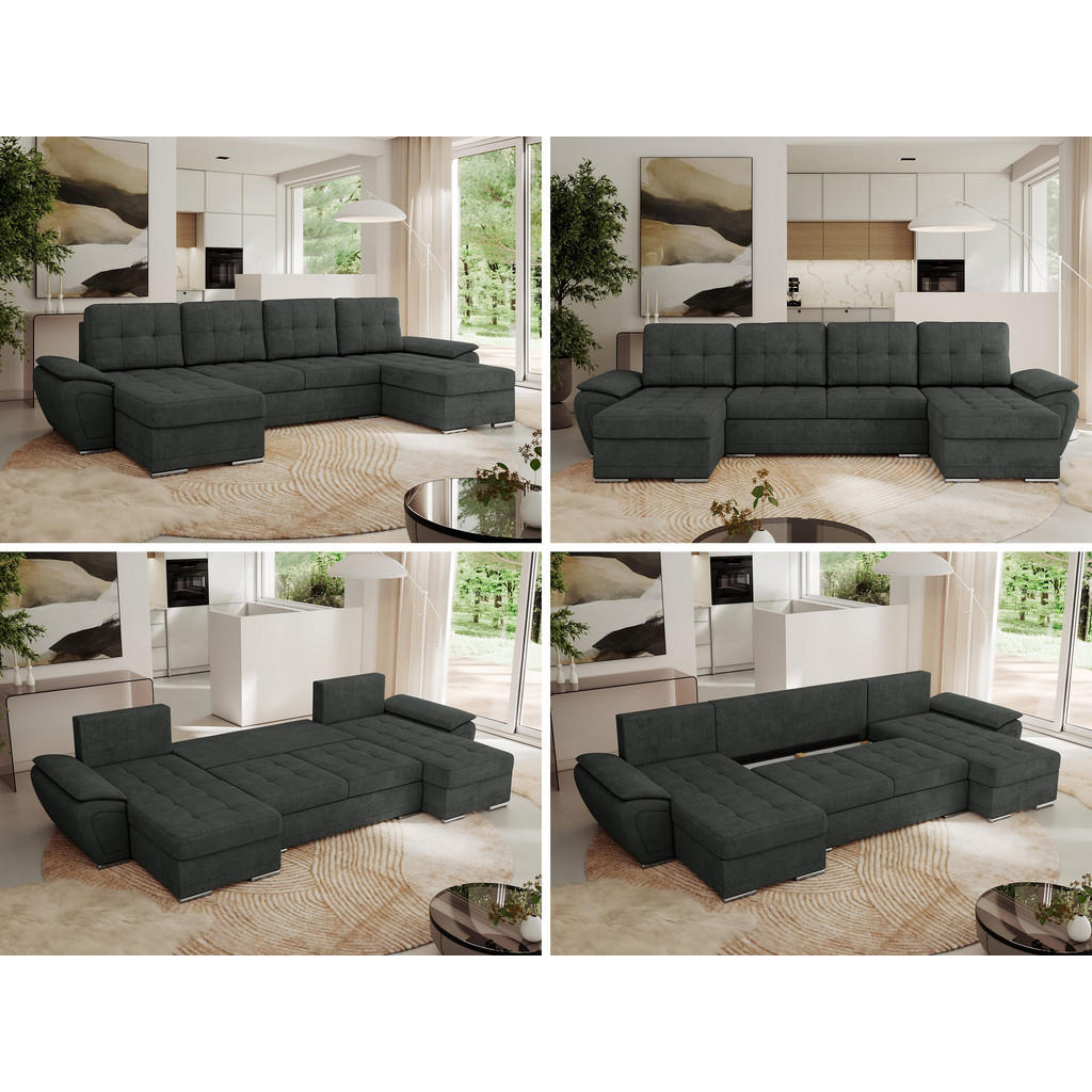 Thumbnail - MKS Wohnlandschaft, Dunkelgrau, Textil, 5-Sitzer, U-Form, 336x85x157 cm, Wohnzimmer, Sofas & Couches, Wohnlandschaften, ...