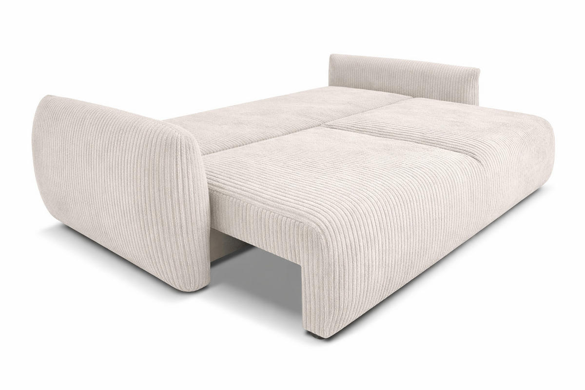 SOFA Mit Schlaffunktion Und Bettkasten, Cordstoff Poso, Beige, Zephira - Beige, Holz (238/87/102cm) - Kaiser Möbel