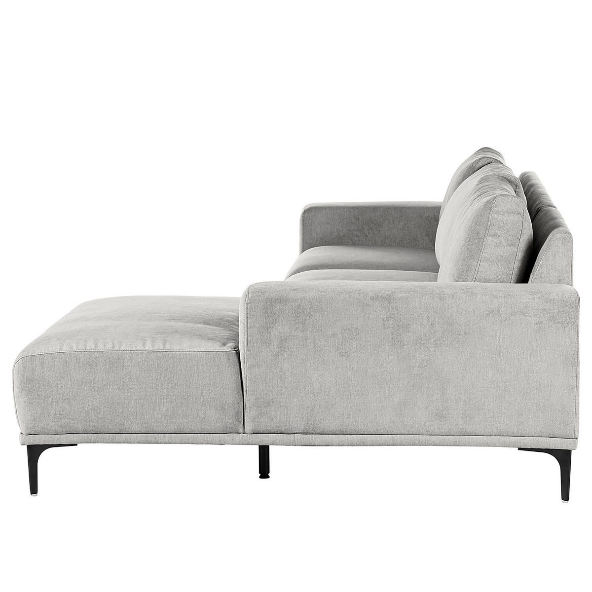 ECKSOFA - Schwarz/Grau, Textil/Metall (244/150cm) - home24