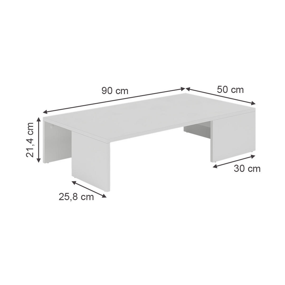 COUCHTISCH Hardi Weiß 90 x 21.4 cm - Weiß, Holzwerkstoff (50/90/21.4cm) - Vicco
