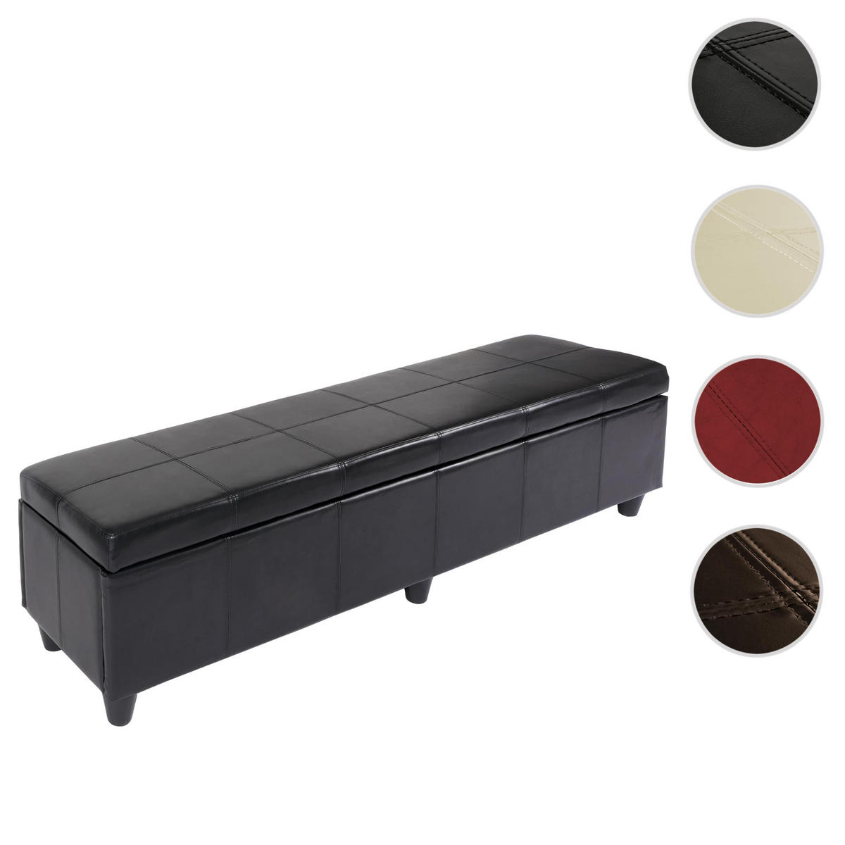 SITZBANK mit Aufbewahrung Lars XXL 45x180x45cm Weiß Leder + Kunstleder - Braun, Kunststoff (180/45/45cm) - BERLINLODGE