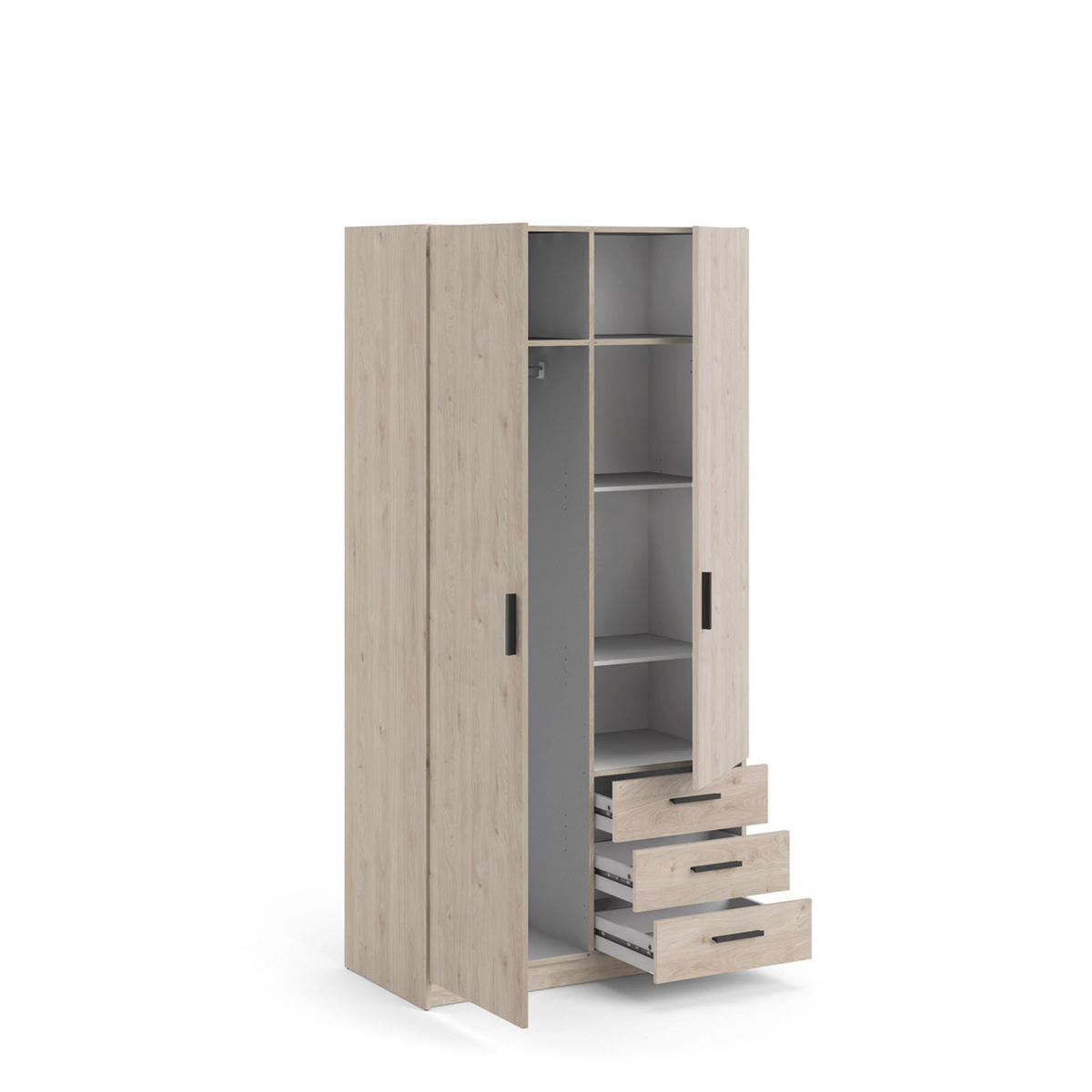 KLEIDERSCHRANK Hickory-Dekor - Braun, Holzwerkstoff (99/201/50cm) - ebuy24