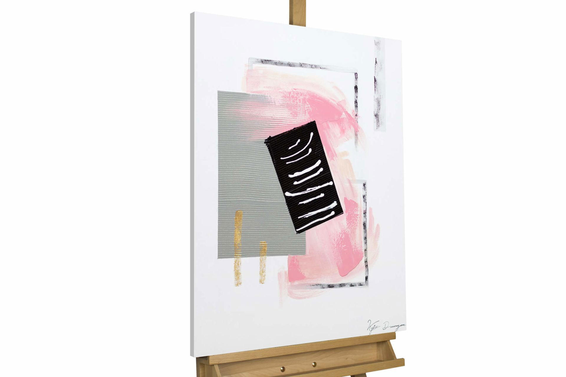 ACRYLBILD HANDGEMALT 60/80 cm - Pink/Grau, Holz/Textil (1.7/80cm) - KUNSTLOFT