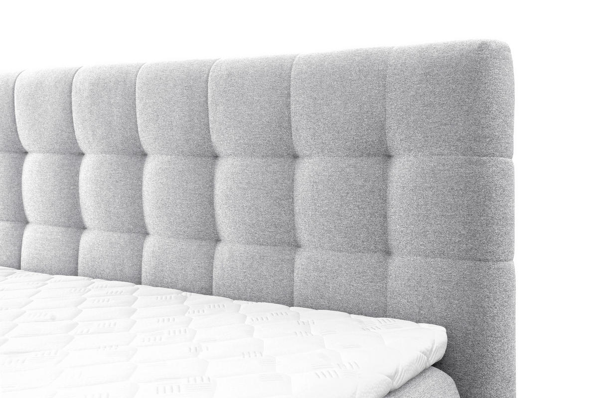 BOXSPRINGBETT BLAKE Bonellmatratze Topper 140x200 Hellgrau - Hellgrau, Holz (140/200cm) - Furnistar