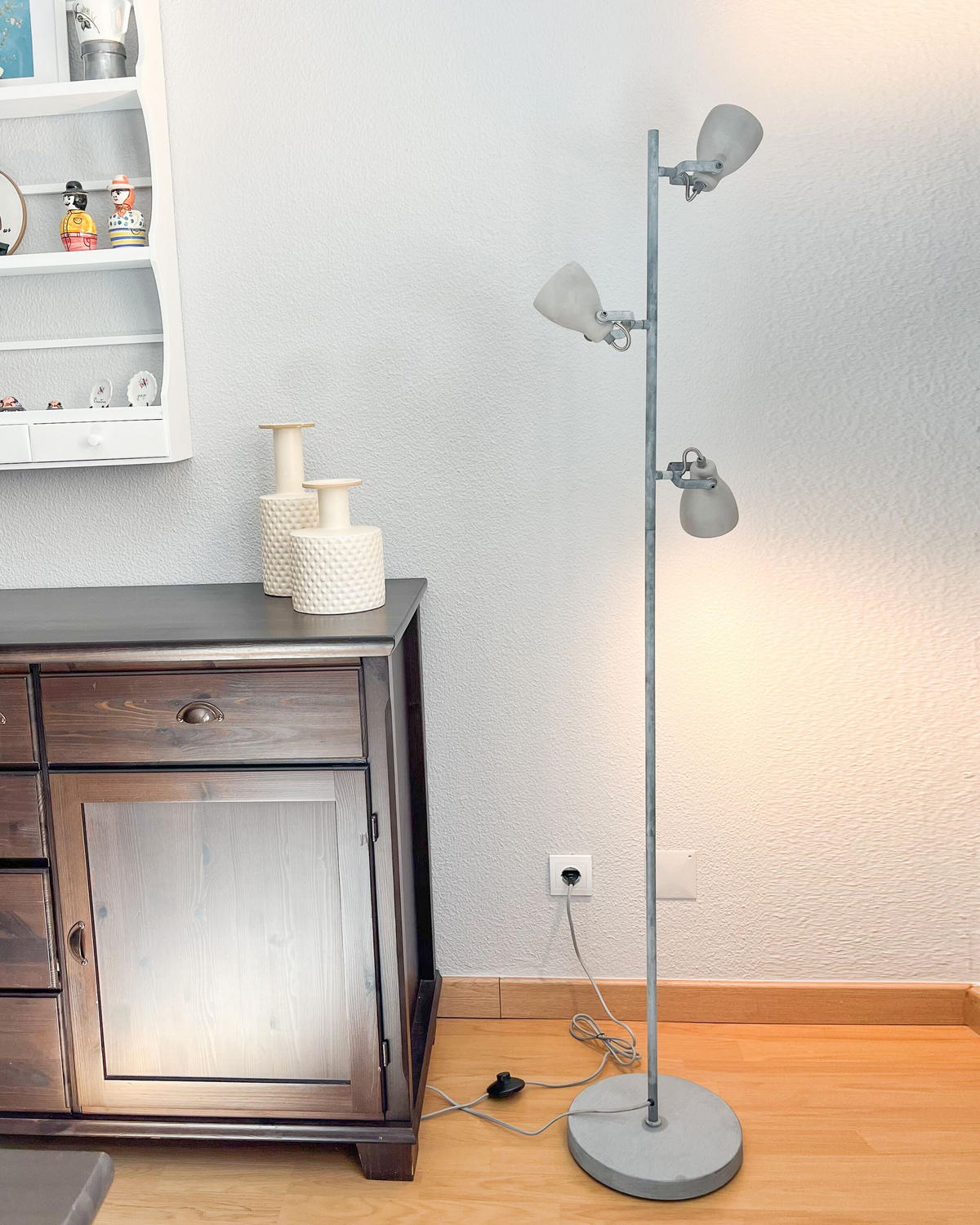 STEHLAMPE Mistago 28/28/163 cm - Grau, Metall (28/28/163cm) - Beliani