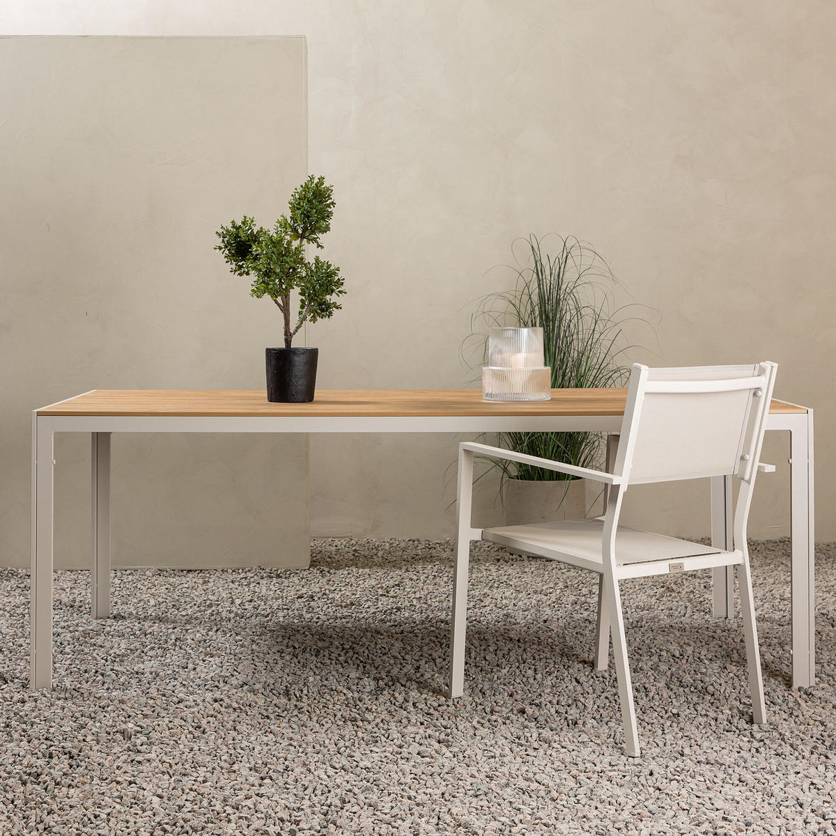 GARTENTISCH - Braun/Weiß, Metall (205/90/74cm) - home24