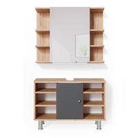 BADMÖBEL-SET Fynn Goldkraft Eiche 2 Teile, Unterschrank 80 cm - Anthrazit/Eiche Wotan, Holzwerkstoff (60/54/32cm) - Vicco